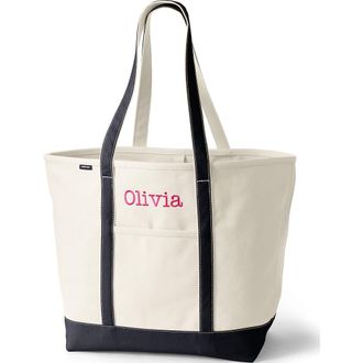 Lands End Lands End Canvas Open Top Tote Bag Regular & Long Handle Carry All - Stylish for Work Travel Beach Errands Great Gift in