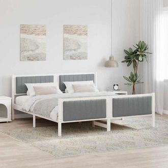 vidaXL Bed frame White and light grey 180 x 200 cm Solid pine wood vidaXL
