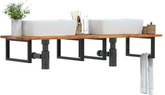 vidaXL Vidaxl - Estante De Lavabo De Pared Acero Y Madera Maciza De Acacia