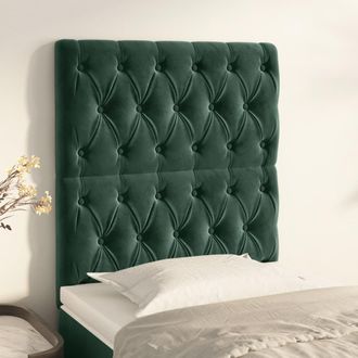 vidaXL Cabeceros 2 Unidades De Terciopelo Verde Oscuro 80x7x78/88 Cm Vidaxl