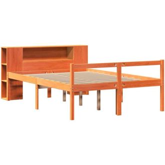 vidaXL Bookcase Bed without Mattress Wax Brown 135x190 cm Double Solid Wood Vidaxl
