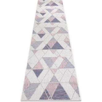 RugsX Rugsx - Carpet, Runner sisal sion Geometric, Triangles 3006 Flat woven ecru / pink pink 80x300 cm