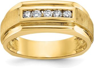 Diamond2Deal 14k Yellow Gold Lab Grown Diamond 5-Stone Band Ring 1/4Ct Clarity- VS Color- G-H