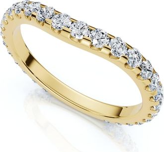 Pompeii3 5/8Ct Curved Diamond Wedding Anniversary Matching Band 14k Gold Ring Lab Grown