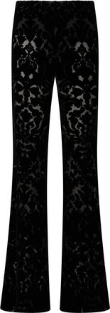 Gucci Broeken, Dames, Zwart, S, Polyester, Floral devor&eacute; velour broek