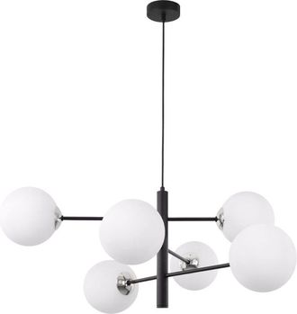 OEM L&aacute;mpara Colgante Vicenza Cromo Negro 6 Pantallas Planas Blancas E14