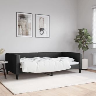 vidaXL Sof&aacute; Cama Sin Colch&oacute;n Tela Negro 100x200 Cm Vidaxl