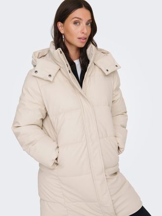 Only Steppmantel ONLY ONLAGNES COATED PUFFER COAT OTW, Damen, Gr. XL, pumice stone, Steppware, Obermaterial: 100% Polyester, unifarben, ca. Mitte Oberschen