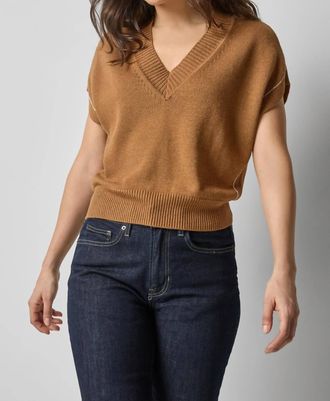 Lilla P V-Neck Wedge Sweater In Cork