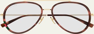 Gucci 56mm Injected Acetate & Metal Aviator Sunglasses