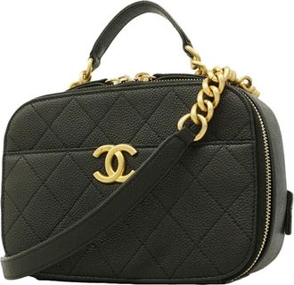 Chanel Black Grained Calfskin Vanity Bag (Pre-Owned)