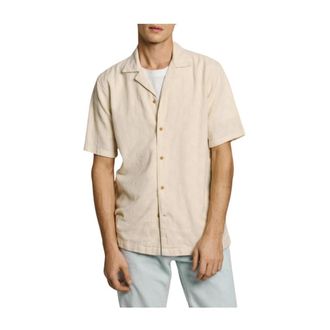 Pepe Jeans London Beige korte mouwen overhemd Ansel - Heren - Korte mouwen Overhemden - Beige - M - Overhemden