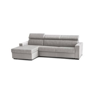 Dmora Sof&aacute; Fijo Dcisc, Sof&aacute; De Esquina, 100% Made In Italy, Sof&aacute; De Sal&oacute;n Con Chaise Longue, En Tela Acolchada - Pen&iacute;nsula Contenedor Izquierda, Con Reposab