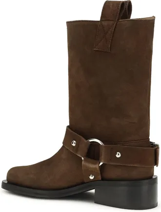 Ganni Womens Biker Boots Suede Chicory Coffee Calf Leather (bos Taurus)
