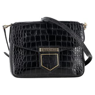 Givenchy Givenchy Nobile Croc-Embossed Schoudertas van Zwart Kalfsleer