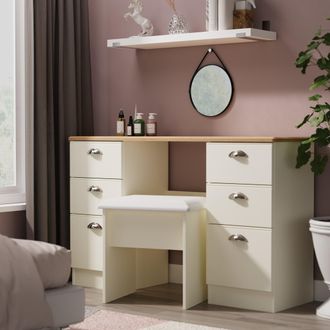 Welcome Furniture Westminster Ready Assembled Double Pedestal Desk in Cream Ash & Riviera Oak - Welcome Furniture | TJ Hughes