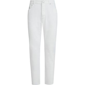 Brunello Cucinelli Garment-dyed denim trousers in Snow at Nordstrom, Size 50 It