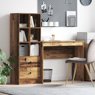 Berkfield Home Desk with Storage Old Wood Engineered Wood in Grey