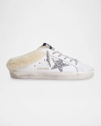 Golden Goose Super-Star Sabot Shearling-Lined Leather Slide Sneakers