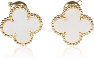 Van Cleef & Arpels Pre-Owned Van Cleef & Arpels Yellow Gold Mother Of Pearl Vintage Alhambra Earrings