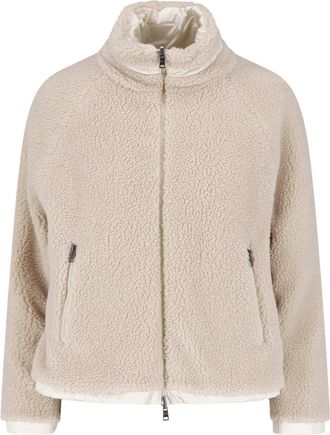 Herno Cream Teddy Reversible High-Neck Jacket