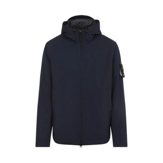Stone Island Jassen, Heren, Blauw, M, Polyester, Soft Shell-R Jas