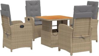 vidaXL Set Comedor De Jard&iacute;n 5 Pzas Con Cojines Rat&aacute;n Sint&eacute;tico Beige Vidaxl