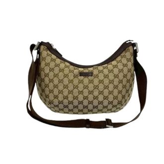 Gucci Pre-owned Shoulder Bags, female, Brown, Size: ONE SIZE Pre-owned GG Canvas Leather Shoulder Bag