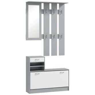 HOMCOM Mueble de entrada 90x10x91 cm gris oscuro