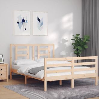 Berkfield Home Bed Frame with Headboard Small Double Solid Wood in Brown