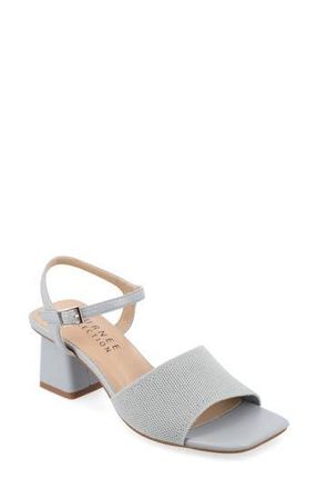 Journee Collection Evylinn Knit Block Heel Sandal in Blue at Nordstrom Rack, Size 7.5