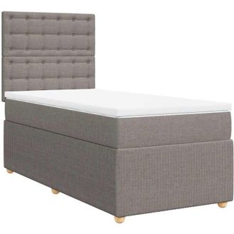 vidaXL Cama Box Spring Con Colch&oacute;n Tela Gris Taupe 90x200 Cm Vidaxl