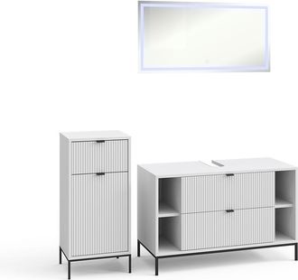 Vicco Conjunto De Muebles De Ba&ntilde;o De 3 Piezas Eliza, Blanco, 3 Partes, Vicco