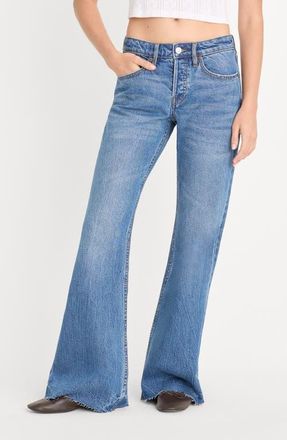 Good American Raw Hem Low Rise Relaxed Flare Jeans in Indigo1287 at Nordstrom, Size 10