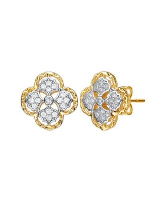 Rachel Glauber Two-Tone Plated Cz Studs