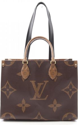 Louis Vuitton Beige Brown Coated Canvas Leather Tote Bag (Pre-Owned)