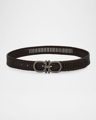 Ferragamo Men & apos;s Adjustable Gancini Leather Belt
