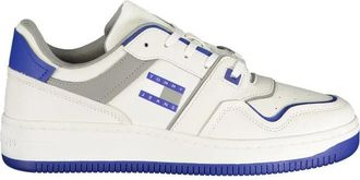 Tommy Hilfiger Heren Sneakers met Blauwe Accenten - Heren - Sneakers - Wit - 40 EU - Leer - Schoenen