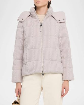 Purotatto Cable Wool-Cashmere Puffer Jacket In Salice