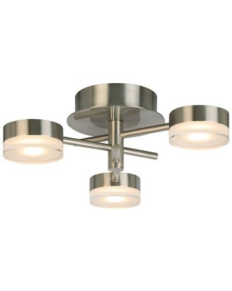Eglo Eglo Transton 3 Light Integrated Led Ceiling Light With Brushed Nickel Finish & Satin Acrylic Shades