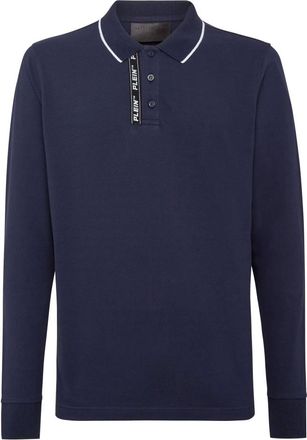 Philipp Plein Tops, Heren, Blauw, M, Katoen, Polo Shirt LS