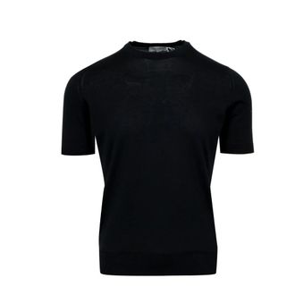 John Smedley Round-neck Knitwear, male, Black, Size: XL Kempton T-Shirt