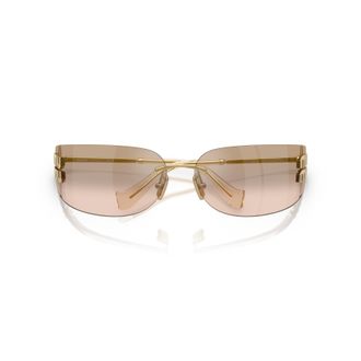 Miu Miu Rimless Sunglasses With Gradient Brown Lenses And Gold Logo