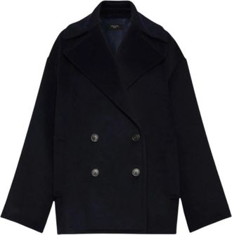 Max Mara Wkdalpe Jas - Dames - Mantel - Blauw - S - Wol - Jassen