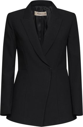 Blanca Vita Gimba 3024Onice Blazer - Dames - Blazers - Zwart - S - Leer - Jassen