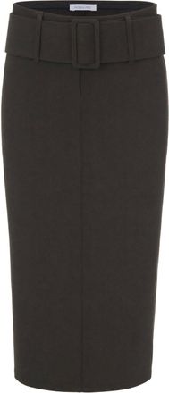 Patrizia Pepe Fitted Midi Pencil Skirt with High Waist and Front Slit