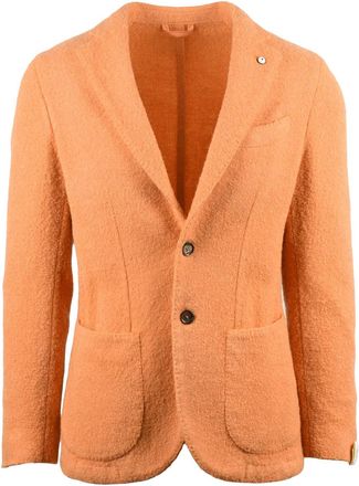 L.B.M. 1911 Textured Boucl&eacute; Blazer with Tailored Fit in Warm Orange