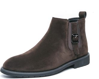 Generic Mens Slip On Chelsea Boots Comfort High Top Pointed Toe Pull On Business Casual Dress Ankle Boots (Brown,8.5)