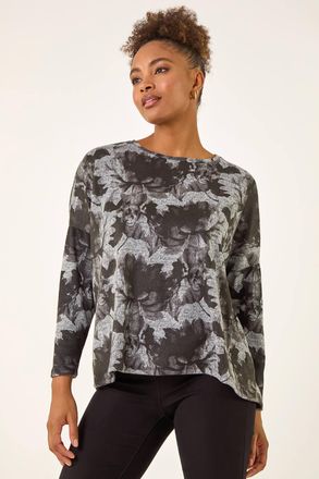 Roman Printed Scarf Tunic Stretch Top