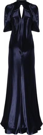 Alberta Ferretti Abito Shiny Satin - Dames - Avondkleed - Blauw - XL - Satijn - Kleedjes